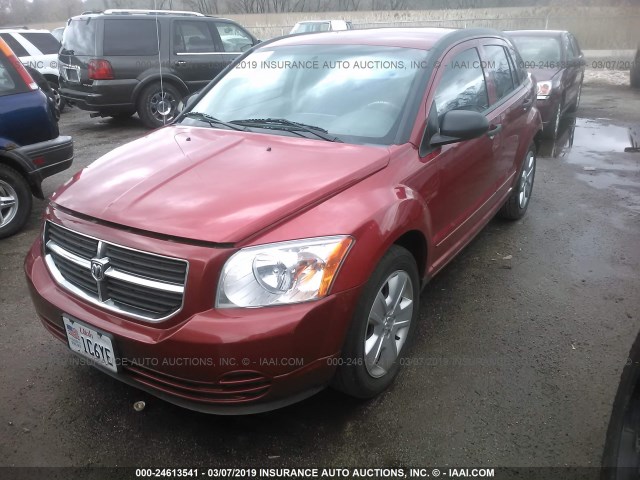 1B3HB48B97D403425 - 2007 DODGE CALIBER SXT RED photo 2