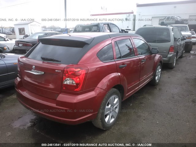 1B3HB48B97D403425 - 2007 DODGE CALIBER SXT RED photo 4