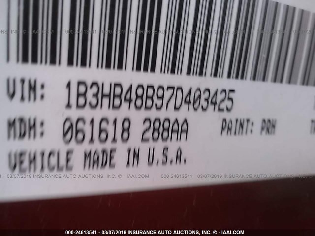 1B3HB48B97D403425 - 2007 DODGE CALIBER SXT RED photo 9