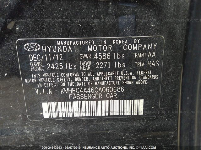 KMHEC4A46CA060686 - 2012 HYUNDAI SONATA HYBRID BLACK photo 9