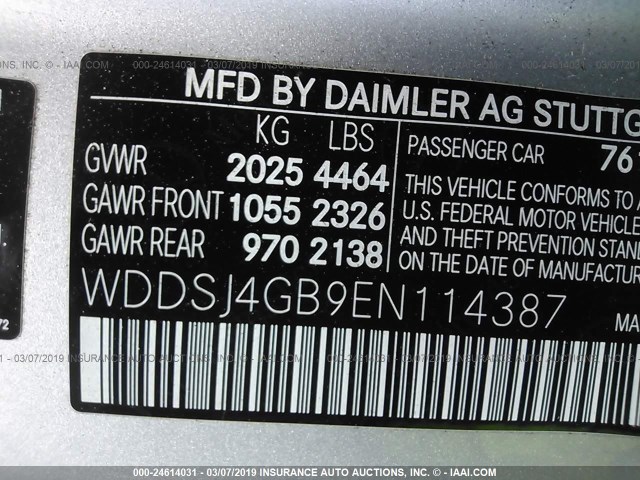 WDDSJ4GB9EN114387 - 2014 MERCEDES-BENZ CLA 250 4MATIC SILVER photo 9