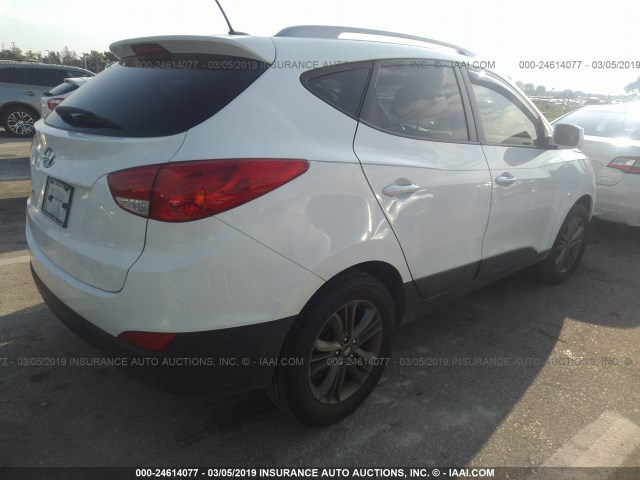 KM8JU3AG9EU791145 - 2014 HYUNDAI Tucson GLS/LIMITED/SE WHITE photo 4