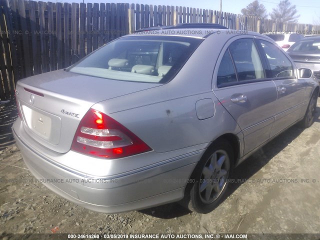 WDBRF81J73F370356 - 2003 MERCEDES-BENZ C 240 4MATIC SILVER photo 4