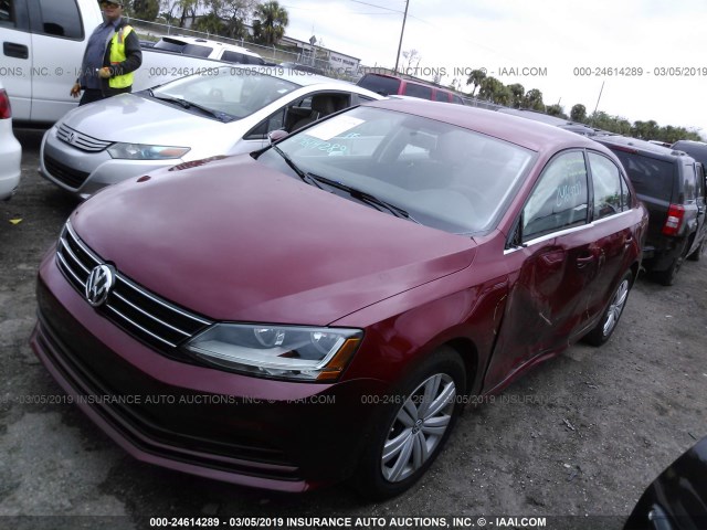 3VW2B7AJ7HM279505 - 2017 VOLKSWAGEN JETTA S RED photo 2