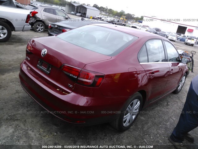 3VW2B7AJ7HM279505 - 2017 VOLKSWAGEN JETTA S RED photo 4