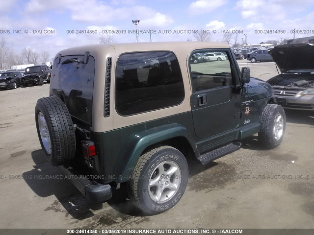 1J4FA59S11P312985 - 2001 JEEP WRANGLER / TJ SAHARA GREEN photo 4