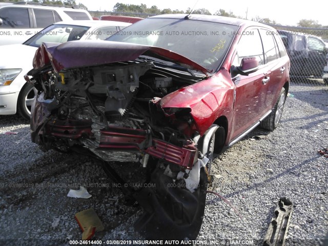 2LMDJ6JK8DBL14274 - 2013 LINCOLN MKX RED photo 2