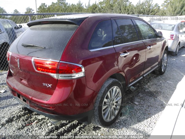 2LMDJ6JK8DBL14274 - 2013 LINCOLN MKX RED photo 4