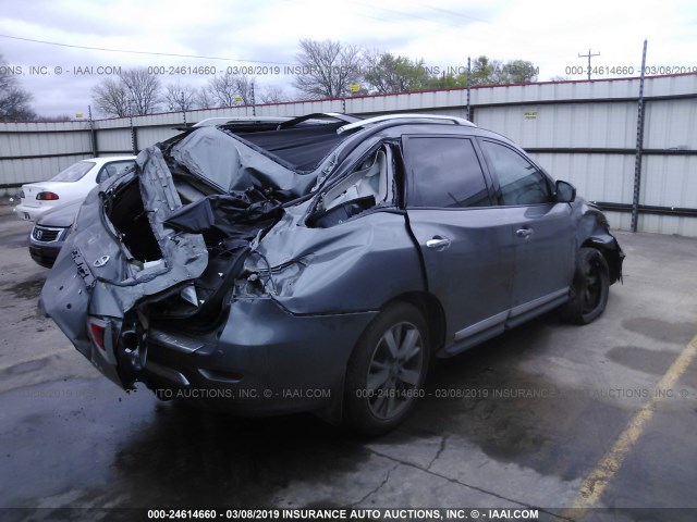 5N1AR2MN9FC684027 - 2015 NISSAN PATHFINDER S/SV/SL/PLATINUM GRAY photo 4