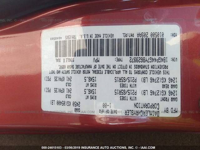 1B4GP44G7YB629972 - 2000 DODGE GRAND CARAVAN SE/SPORT RED photo 9