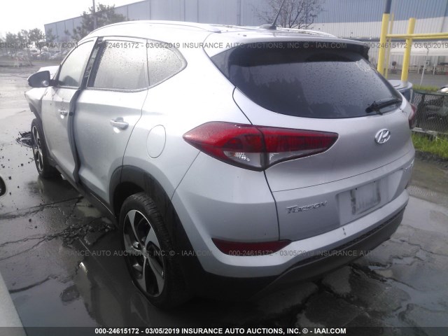 KM8J3CA26GU183979 - 2016 HYUNDAI TUCSON LIMITED/SPORT AND ECO/SE SILVER photo 3