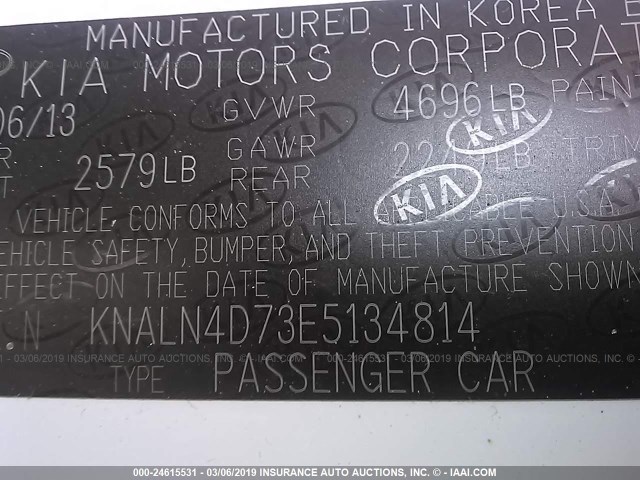 KNALN4D73E5134814 - 2014 KIA CADENZA PREMIUM/LIMITED WHITE photo 9