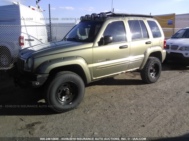 1J4GL38K72W332315 - 2002 JEEP LIBERTY RENEGADE GREEN photo 2