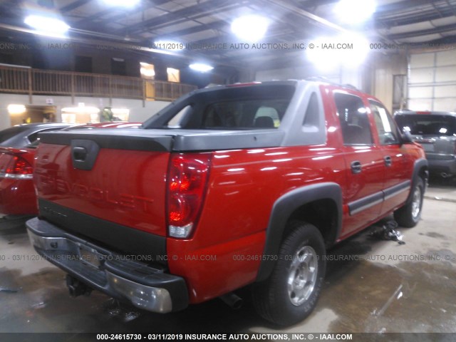 3GNEC12T04G325640 - 2004 CHEVROLET AVALANCHE C1500 RED photo 4