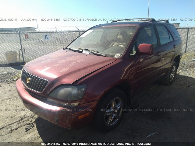 JT6GF10U3Y0054983 - 2000 LEXUS RX 300 RED photo 2