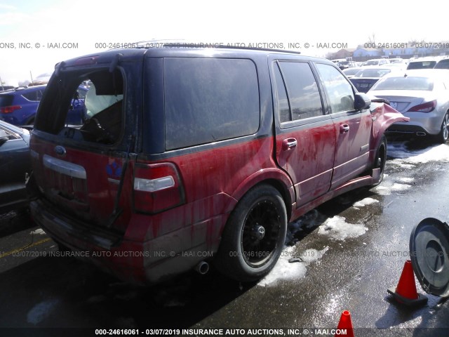 1FMFU20598LA29556 - 2008 FORD EXPEDITION LIMITED RED photo 4