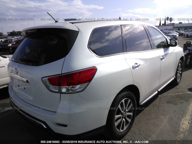 5N1AR2MNXFC642739 - 2015 NISSAN PATHFINDER S/SV/SL/PLATINUM WHITE photo 4