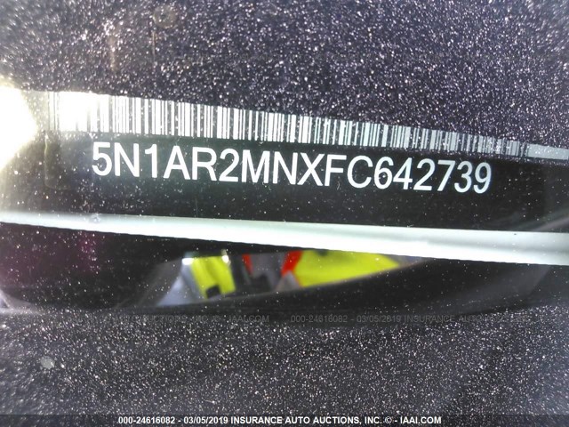 5N1AR2MNXFC642739 - 2015 NISSAN PATHFINDER S/SV/SL/PLATINUM WHITE photo 9