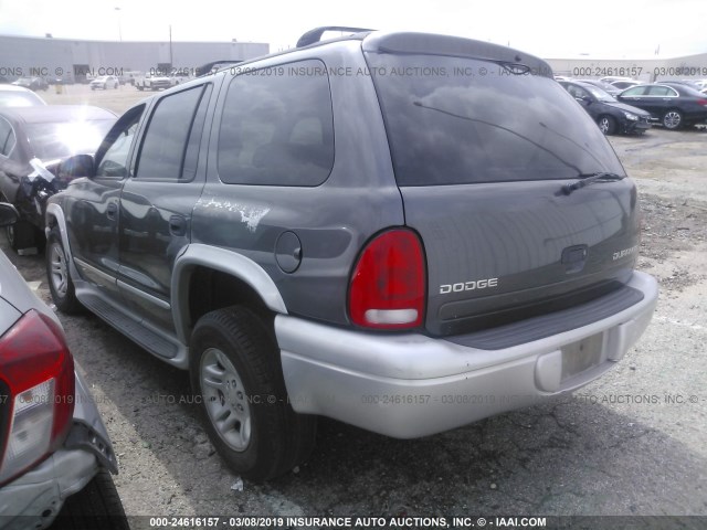 1B4HR58N72F100227 - 2002 DODGE DURANGO SLT PLUS GRAY photo 3