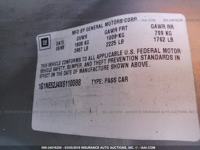 1G1NE52J4X6110088 - 1999 CHEVROLET MALIBU LS TAN photo 9