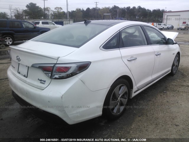 KMHE34L12GA014748 - 2016 HYUNDAI SONATA HYBRID/LIMITED WHITE photo 4