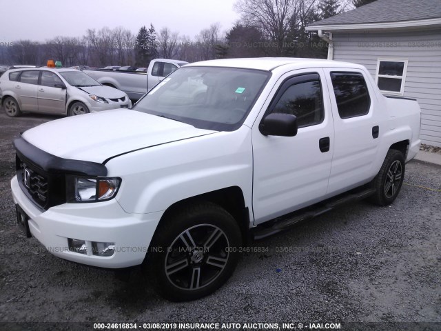 5FPYK1F7XDB016986 - 2013 HONDA RIDGELINE SPORT WHITE photo 2