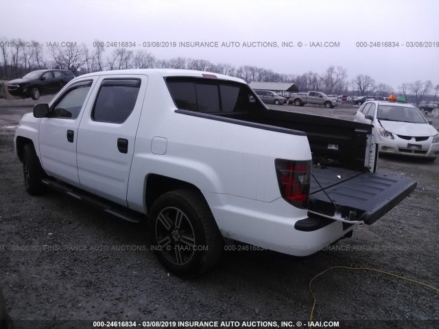 5FPYK1F7XDB016986 - 2013 HONDA RIDGELINE SPORT WHITE photo 3