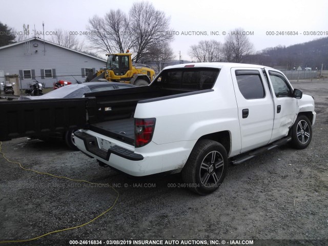 5FPYK1F7XDB016986 - 2013 HONDA RIDGELINE SPORT WHITE photo 4