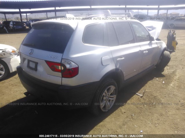 WBXPA93405WD08682 - 2005 BMW X3 3.0I SILVER photo 4