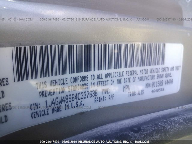 1J4GW48S64C337636 - 2004 JEEP GRAND CHEROKEE LAREDO/COLUMBIA/FREEDOM 银色 照片 9
