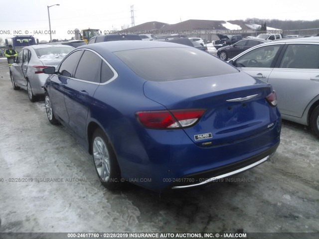 1C3CCCAB1FN586648 - 2015 CHRYSLER 200 LIMITED BLUE photo 3