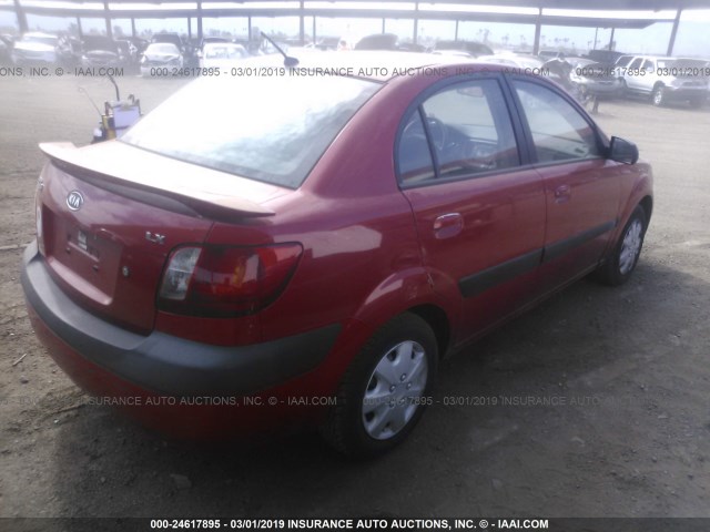 KNADE123876205893 - 2007 KIA RIO LX/SX RED photo 4