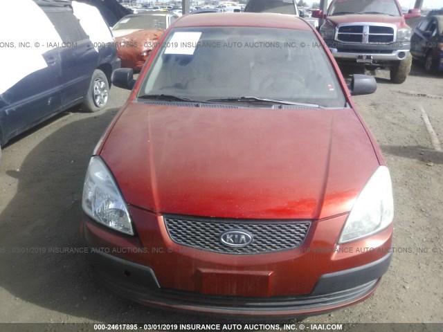 KNADE123876205893 - 2007 KIA RIO LX/SX RED photo 6