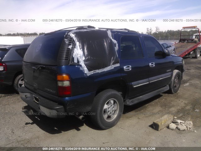 1GNEC13Z62J264003 - 2002 CHEVROLET TAHOE BLUE photo 4