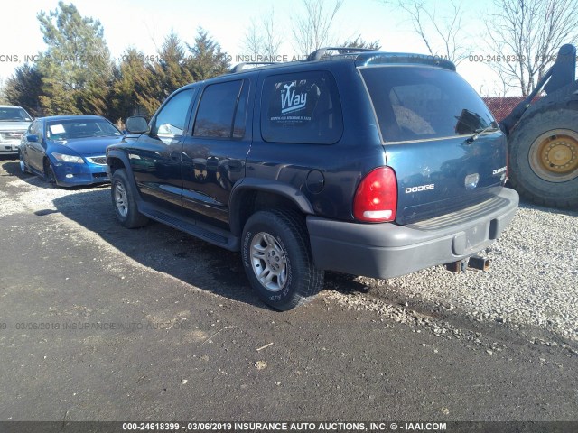 1D4HS38N03F625887 - 2003 DODGE DURANGO SPORT Dark Blue photo 3