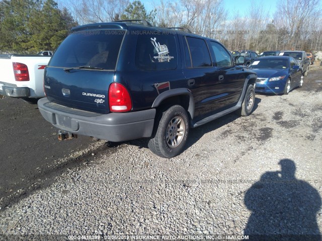 1D4HS38N03F625887 - 2003 DODGE DURANGO SPORT Dark Blue photo 4