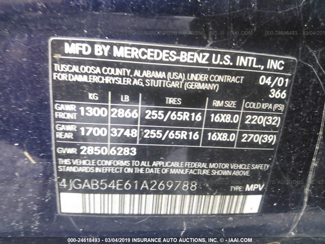 4JGAB54E61A269788 - 2001 MERCEDES-BENZ ML 320 BLUE photo 9