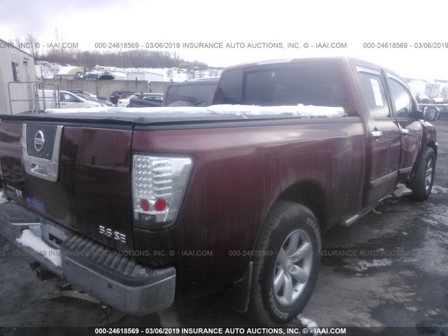 1N6AA07F08N308163 - 2008 NISSAN TITAN XE/SE/LE/PRO-4X BURGUNDY photo 4