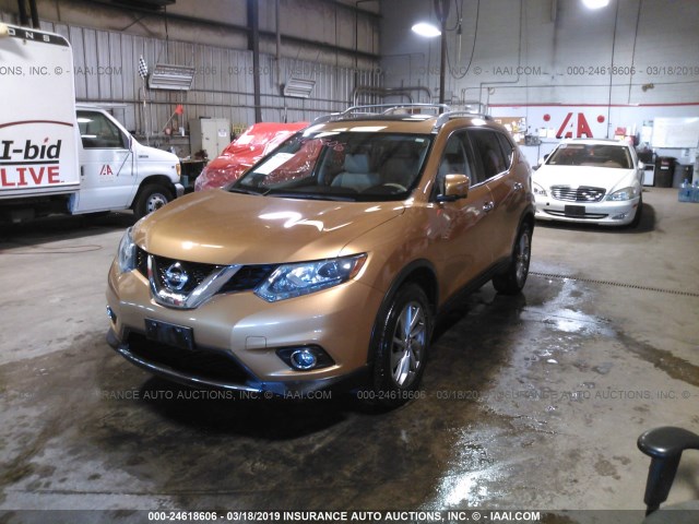 5N1AT2MVXEC810511 - 2014 NISSAN ROGUE S/SL/SV GOLD photo 2