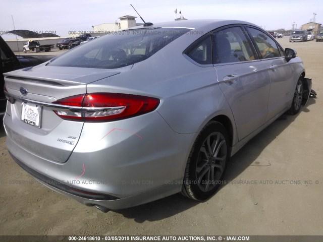 3FA6P0LU9HR296240 - 2017 FORD FUSION SE HYBRID SILVER photo 4