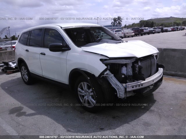 5FNYF5H16JB019232 - 2018 HONDA PILOT LX WHITE photo 1