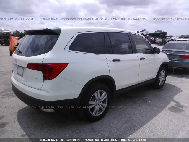 5FNYF5H16JB019232 - 2018 HONDA PILOT LX WHITE photo 4