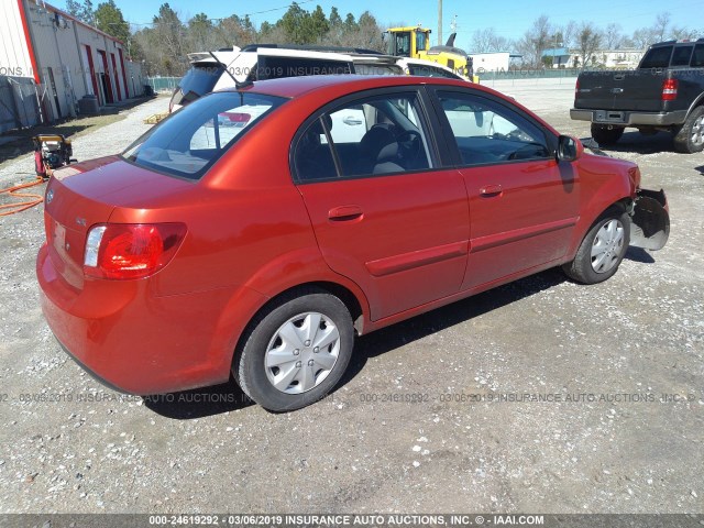 KNADH4A31B6943098 - 2011 KIA RIO LX/SX ORANGE photo 4