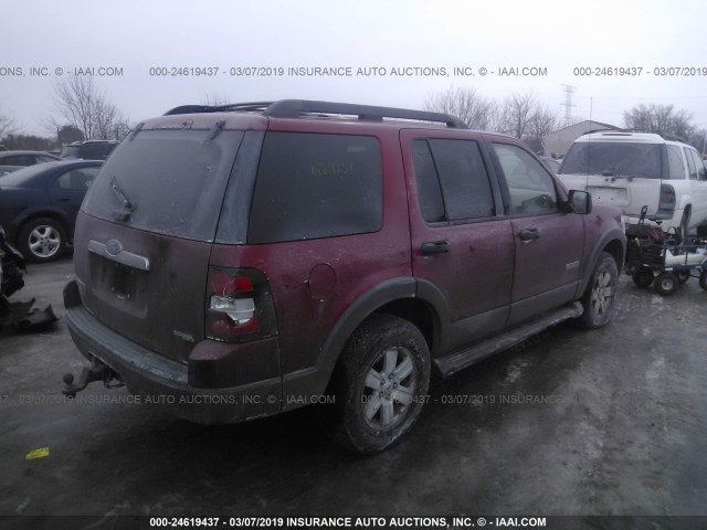 1FMEU73E26UA63687 - 2006 FORD EXPLORER XLT RED photo 4