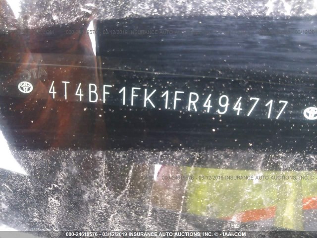 4T4BF1FK1FR494717 - 2015 TOYOTA CAMRY LE/XLE/SE/XSE SILVER photo 9