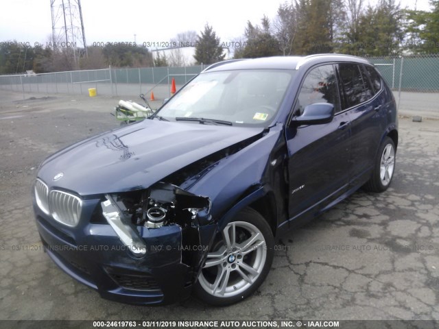 5UXWX7C58DL982398 - 2013 BMW X3 XDRIVE35I BLUE photo 2