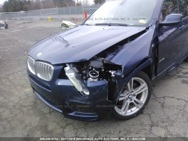 5UXWX7C58DL982398 - 2013 BMW X3 XDRIVE35I BLUE photo 6