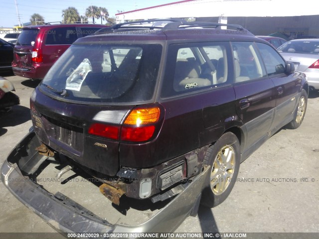 4S3BH686517678121 - 2001 SUBARU LEGACY OUTBACK LIMITED MAROON photo 4