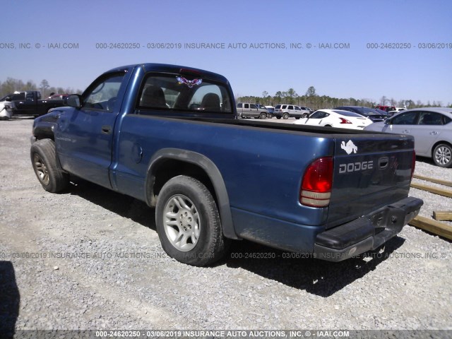 1B7FL16X62S638045 - 2002 DODGE DAKOTA SXT BLUE photo 3