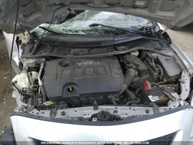 1NXBU4EE5AZ215369 - 2010 TOYOTA COROLLA S/LE/XLE SILVER photo 10